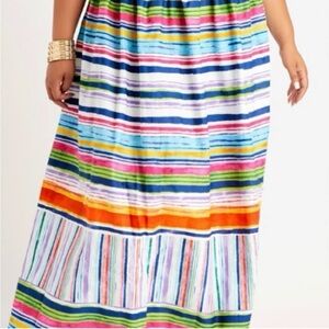 Ashley Stewart Multicolor Striped Maxi Skirt size 10/12